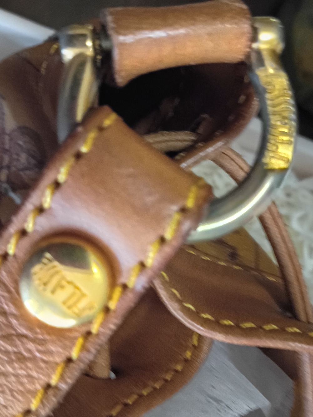Alviero Martini Tan & Brown Map-Print Leather Drawstring Crossbody Bag - Picture 8 of 16